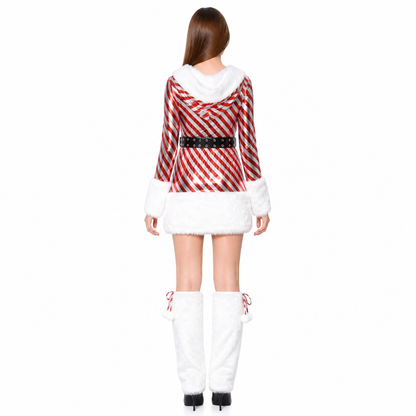New Year's Striped Hooded Carnival Costume
