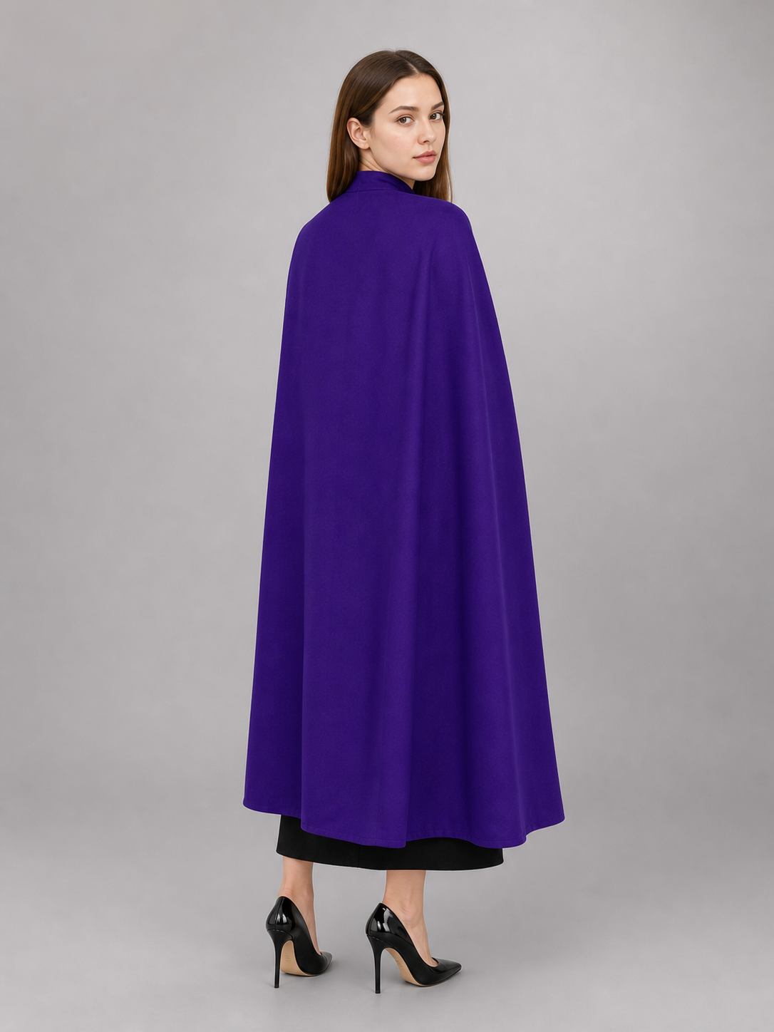 Long Purple Hooded Robe with Collar
