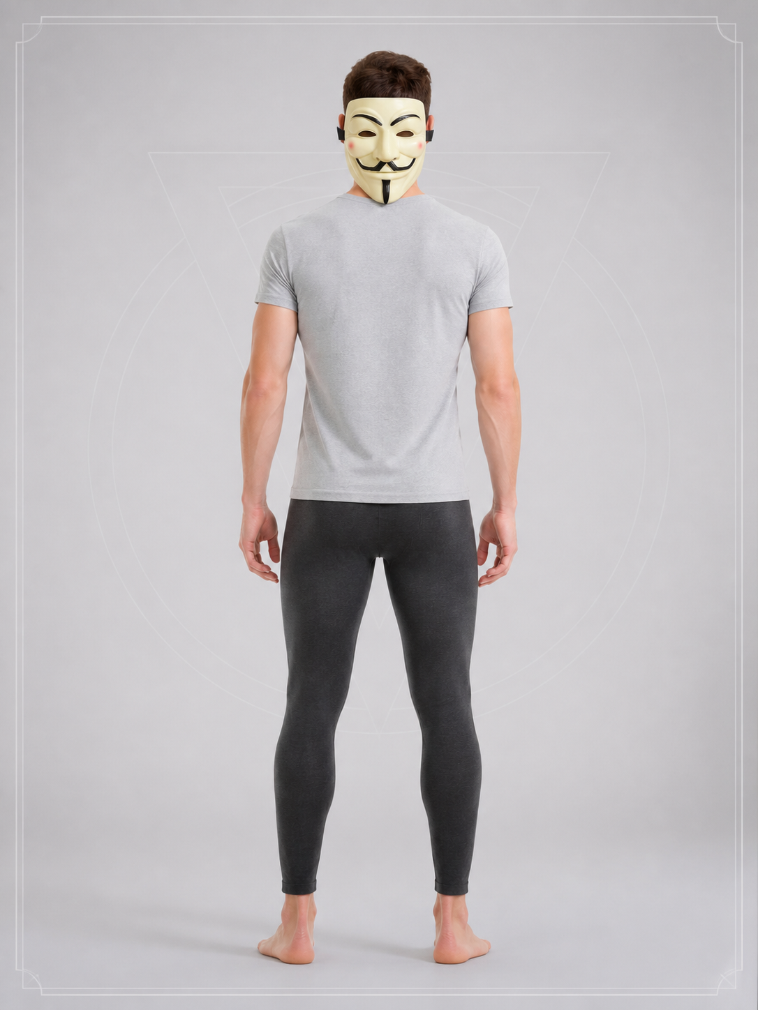 White Carnival Mask with Mustache and Beard for Halloween back view