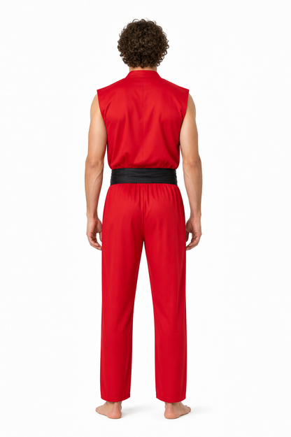 Ken Cosplay Costume: Red Set with Belt back view