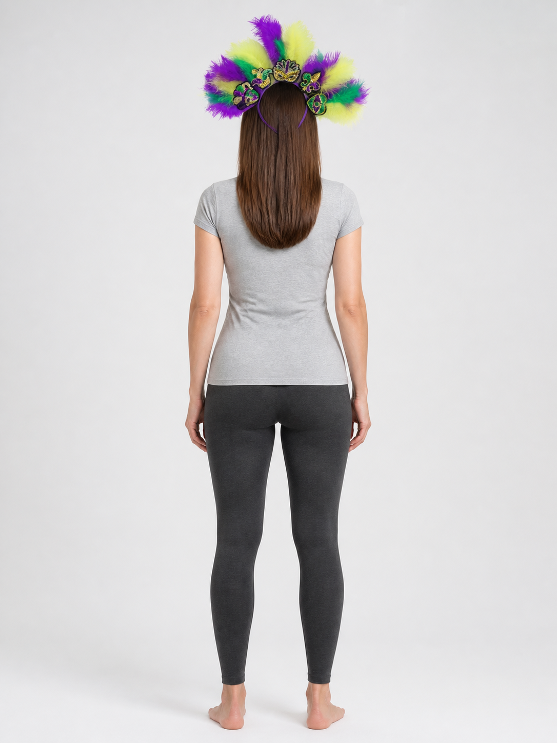 Halloween Carnival Headband with Feathers and Masks back view