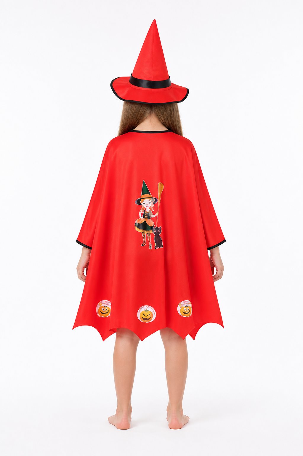 Costume with a Red Cape and Hat back view