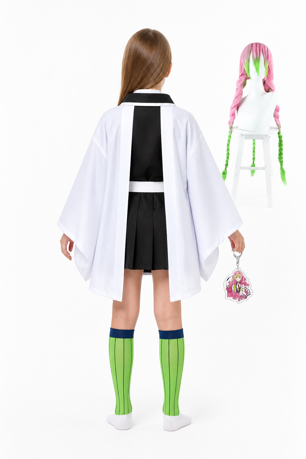 Mitsuri Kanroji Cosplay Costume with Wig back view