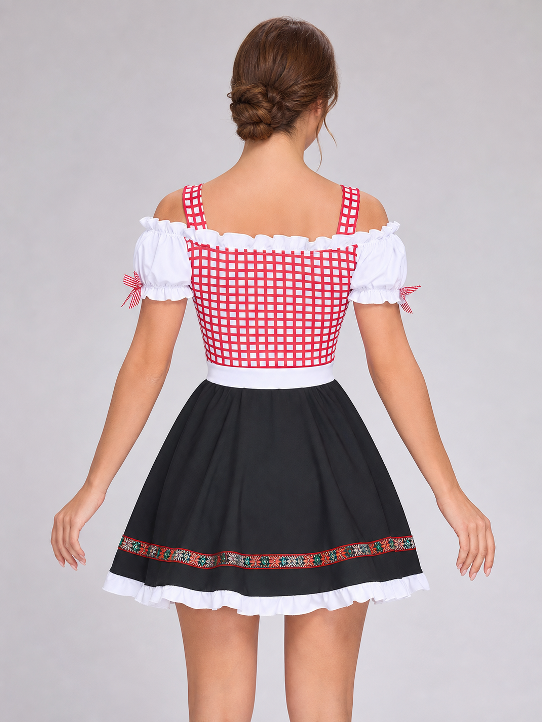 Ethnic Costume Dress with Apron and Lace-Up Detail