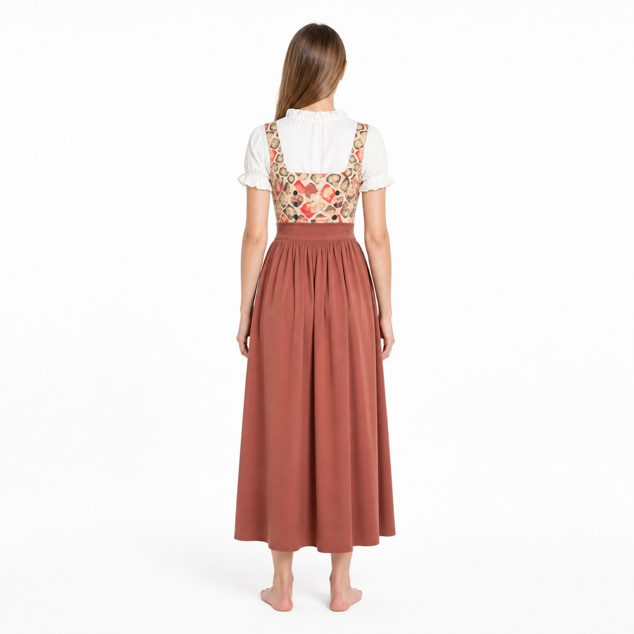 Square-Neck Dress with Puff Sleeves back view