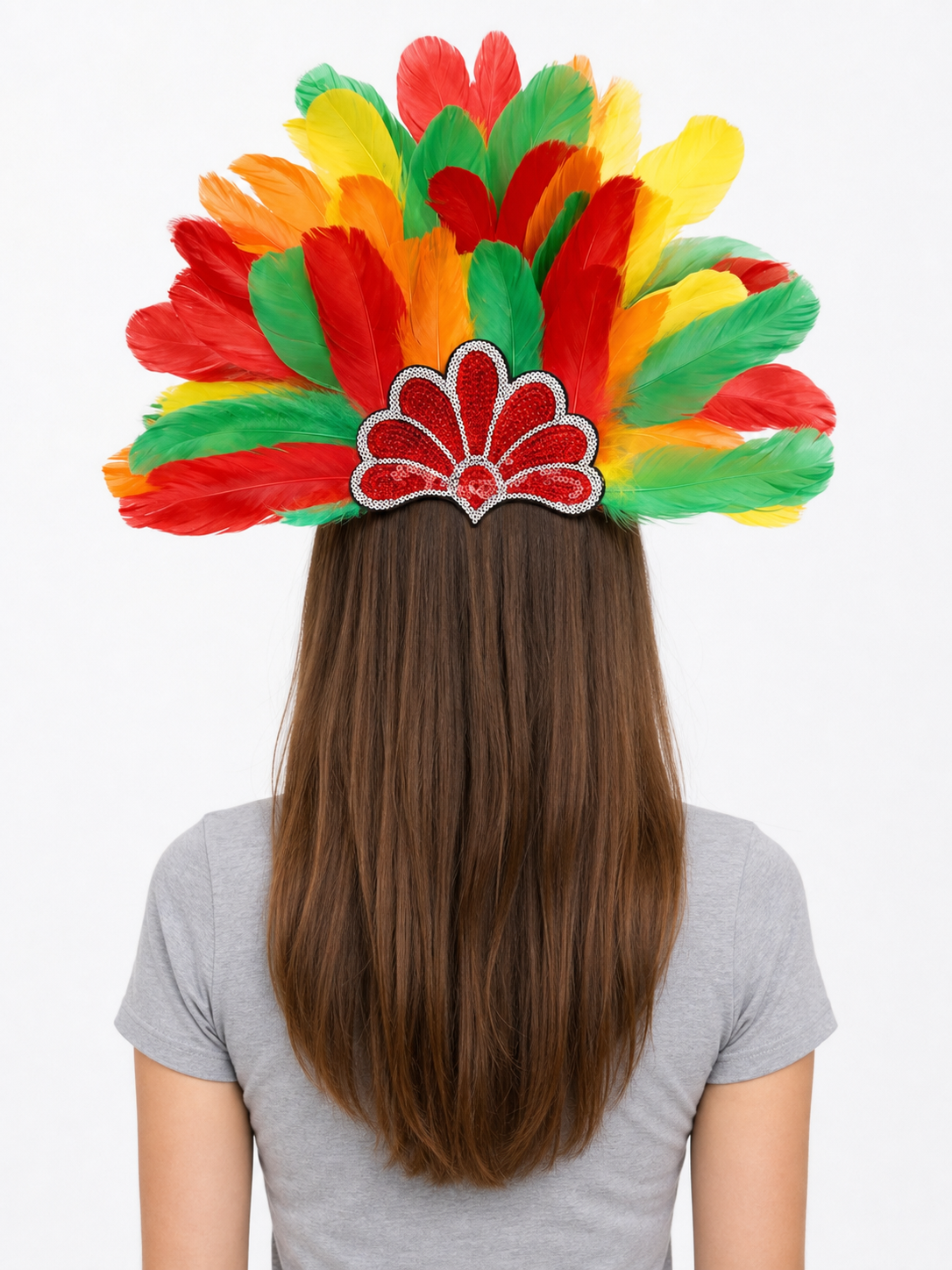 Multicolor feather carnival headpiece with beads product view 33
