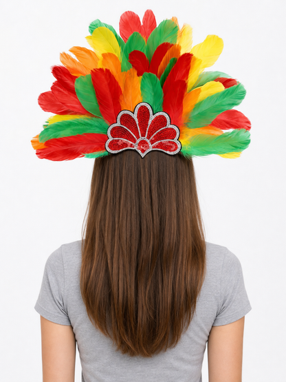 Multicolor feather carnival headpiece with beads product view 33