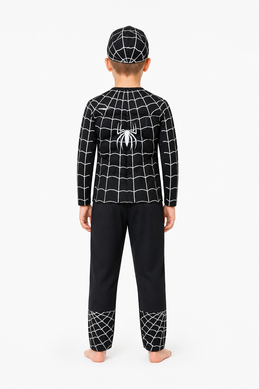 Children's Black and White Spider Costume, 3-Piece Set back view