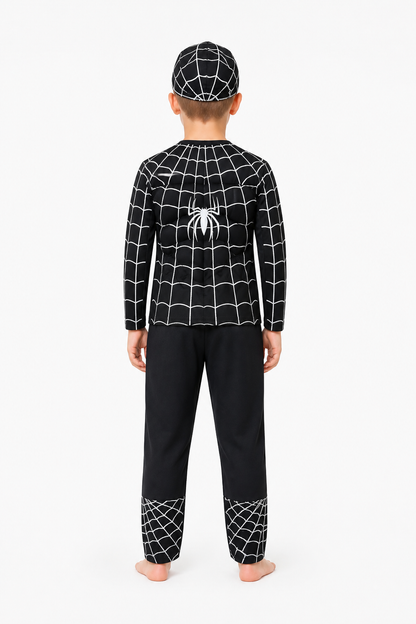 Children's Black and White Spider Costume, 3-Piece Set back view