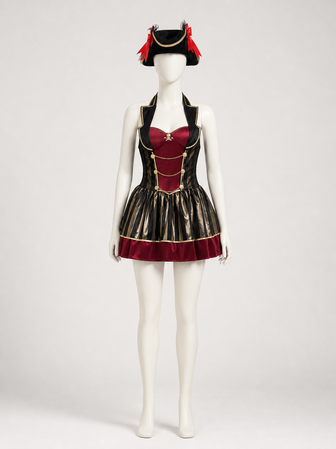 Pirate-Style Carnival Dress with Decorative Details back view