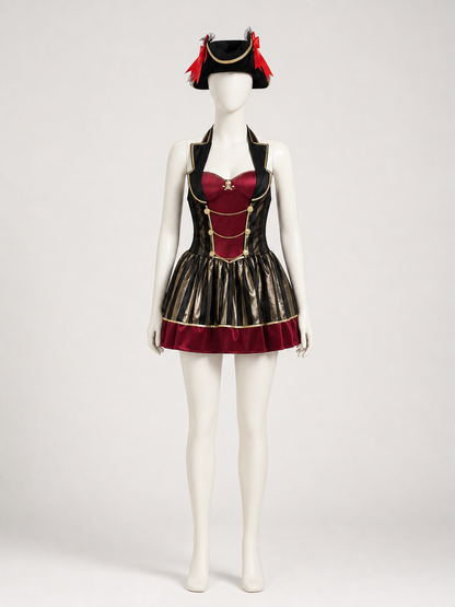 Pirate-Style Carnival Dress with Decorative Details back view
