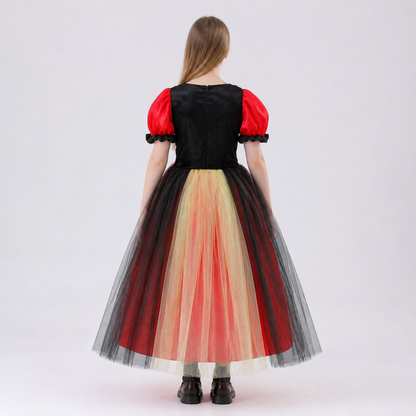 Queen of Hearts Costume with Hearts and Layered Skirt back view
