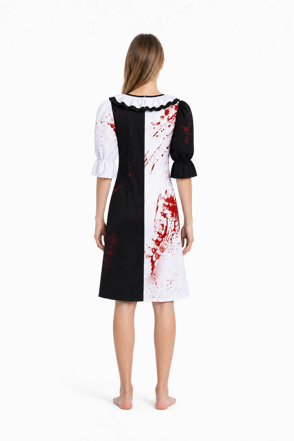 Halloween Blood-Splattered Clown-Style Dress back view