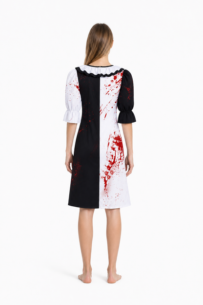 Halloween Blood-Splattered Clown-Style Dress back view