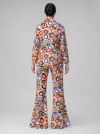 Retro Geometric Print Two-Piece Suit back view