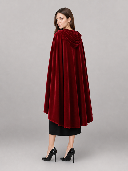 Red medieval carnival cloak with hood