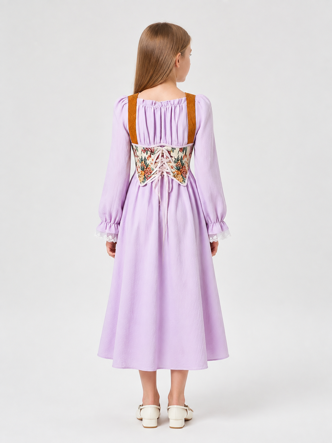 Long-Sleeve Medieval Princess Dress Cosplay back view