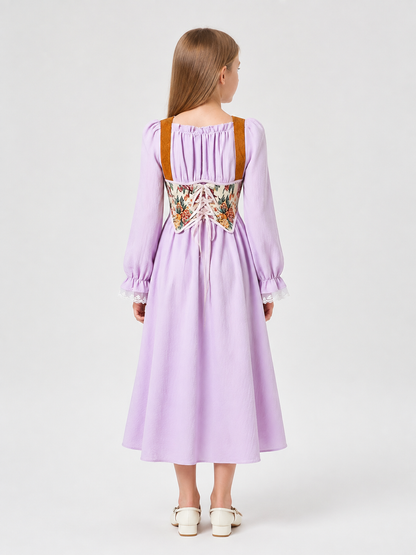 Long-Sleeve Medieval Princess Dress Cosplay back view
