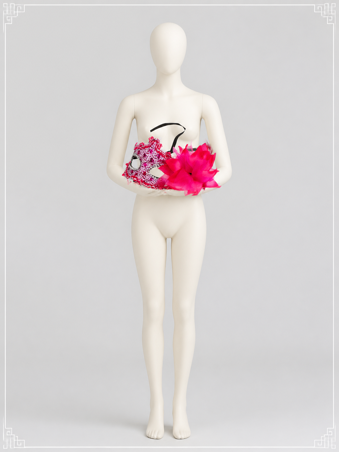 Carnival Mask with Pink Feathers for Halloween back view