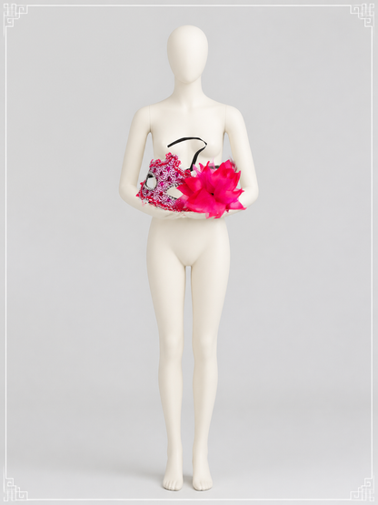 Carnival Mask with Pink Feathers for Halloween back view