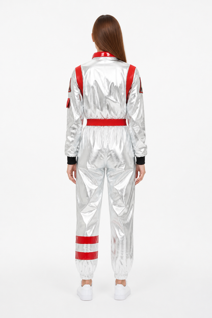 Astronaut Jumpsuit with Space-Themed Patches back view
