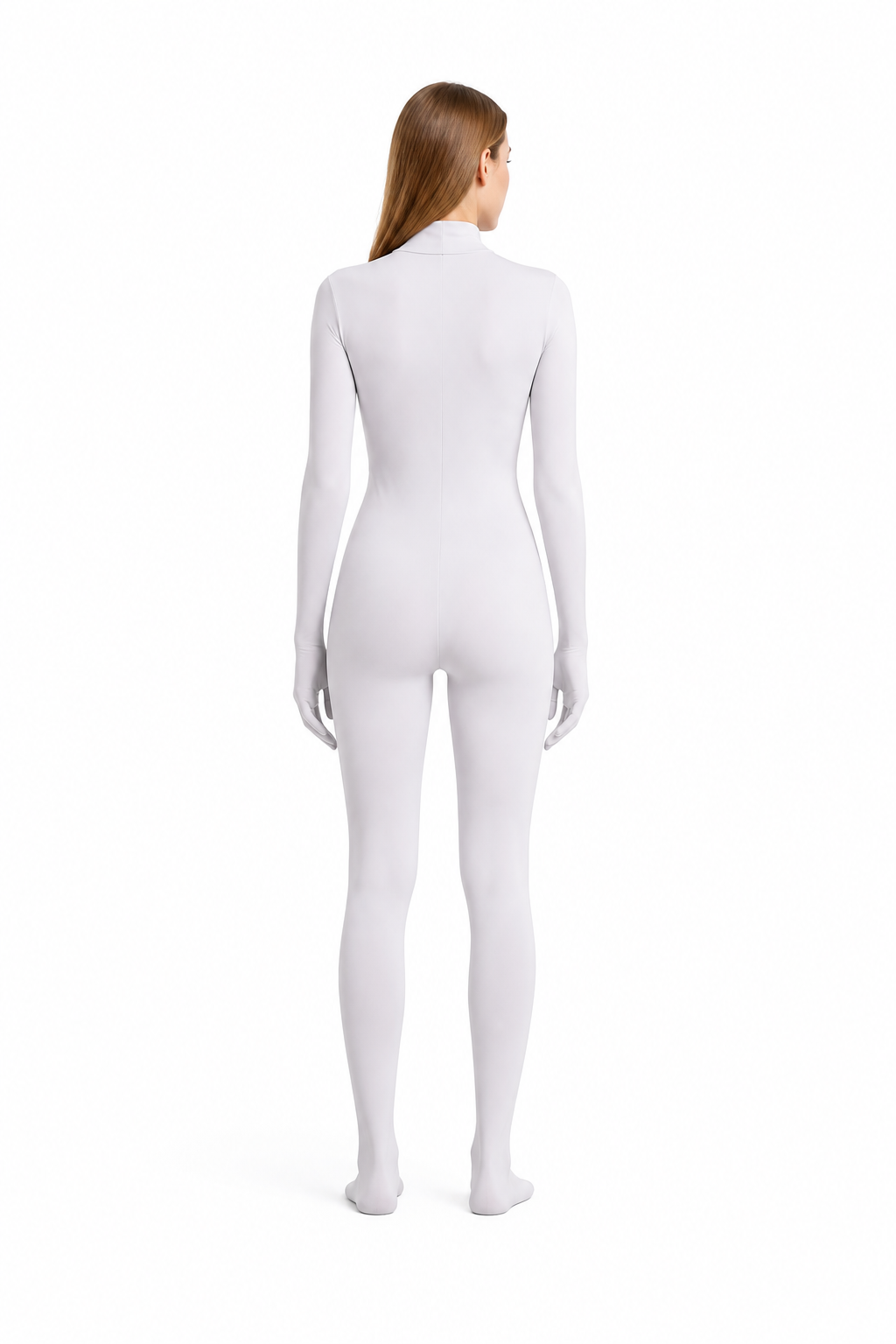 Jumpsuit with a High Neck and Covered Hands and Feet back view