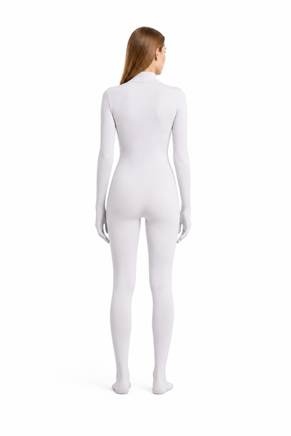 Jumpsuit with a High Neck and Covered Hands and Feet back view