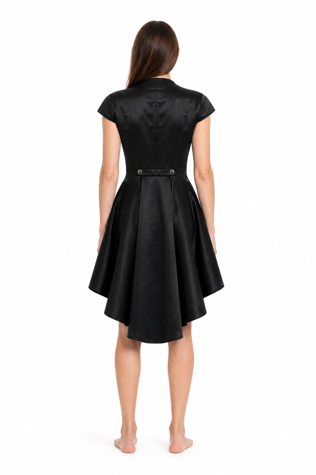 Black Gothic Tailcoat with Tails and Short Sleeves back view
