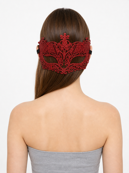 Red Glitter Masquerade Eye Mask