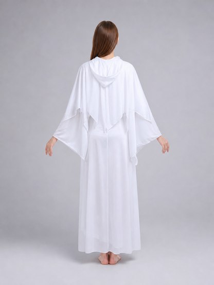 White ghost costume with hood and sleeves back view 2