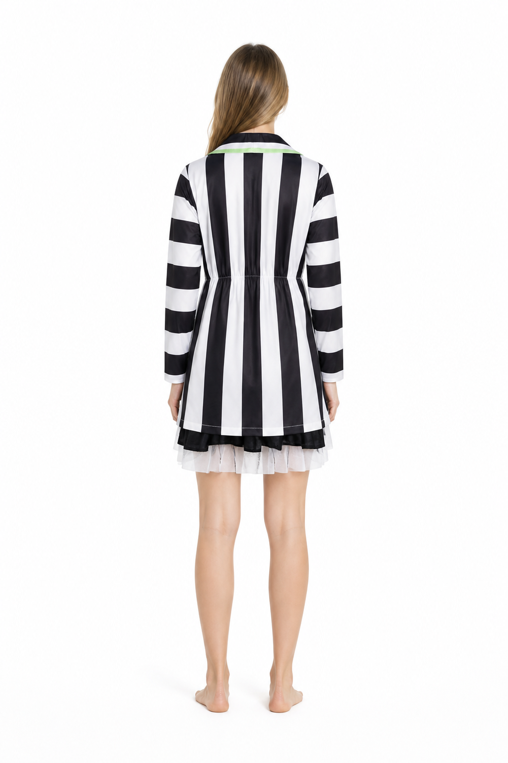 Striped Cosplay Costume, 2-Dress Set back view