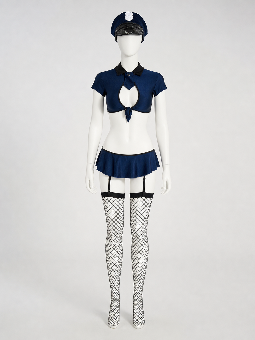 Two-Piece Police Costume with Skirt back view