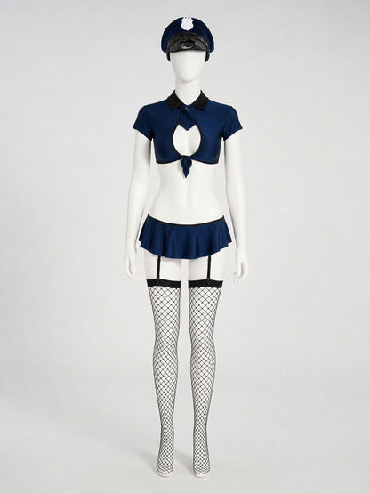 Two-Piece Police Costume with Skirt back view