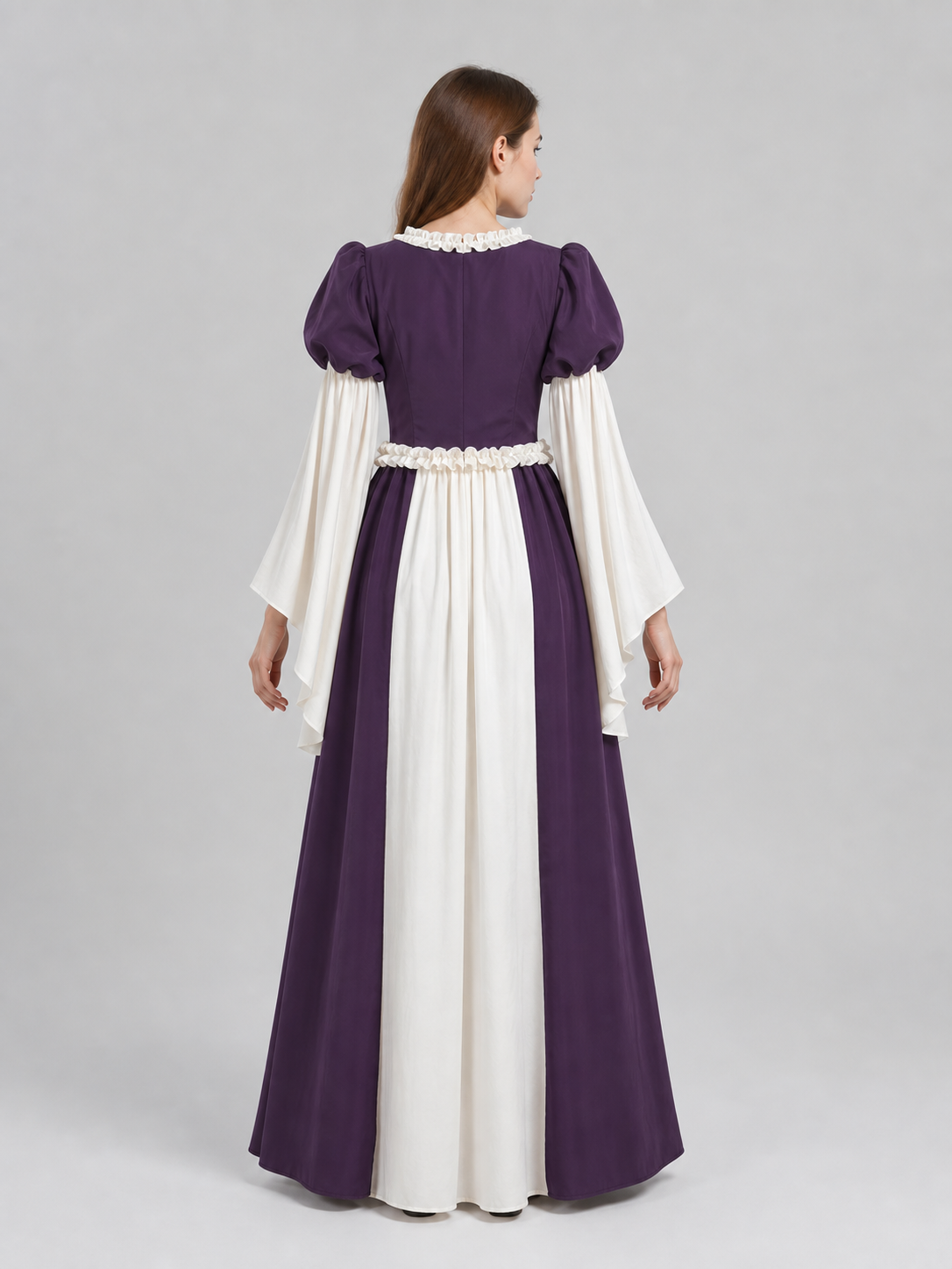 Long Vintage-Style Dress with Ruffles