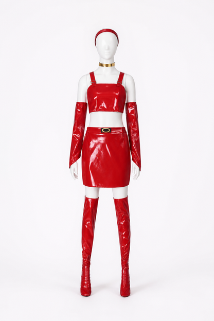 Bulma Red Cosplay Costume: Vest, Skirt, and Accessories
