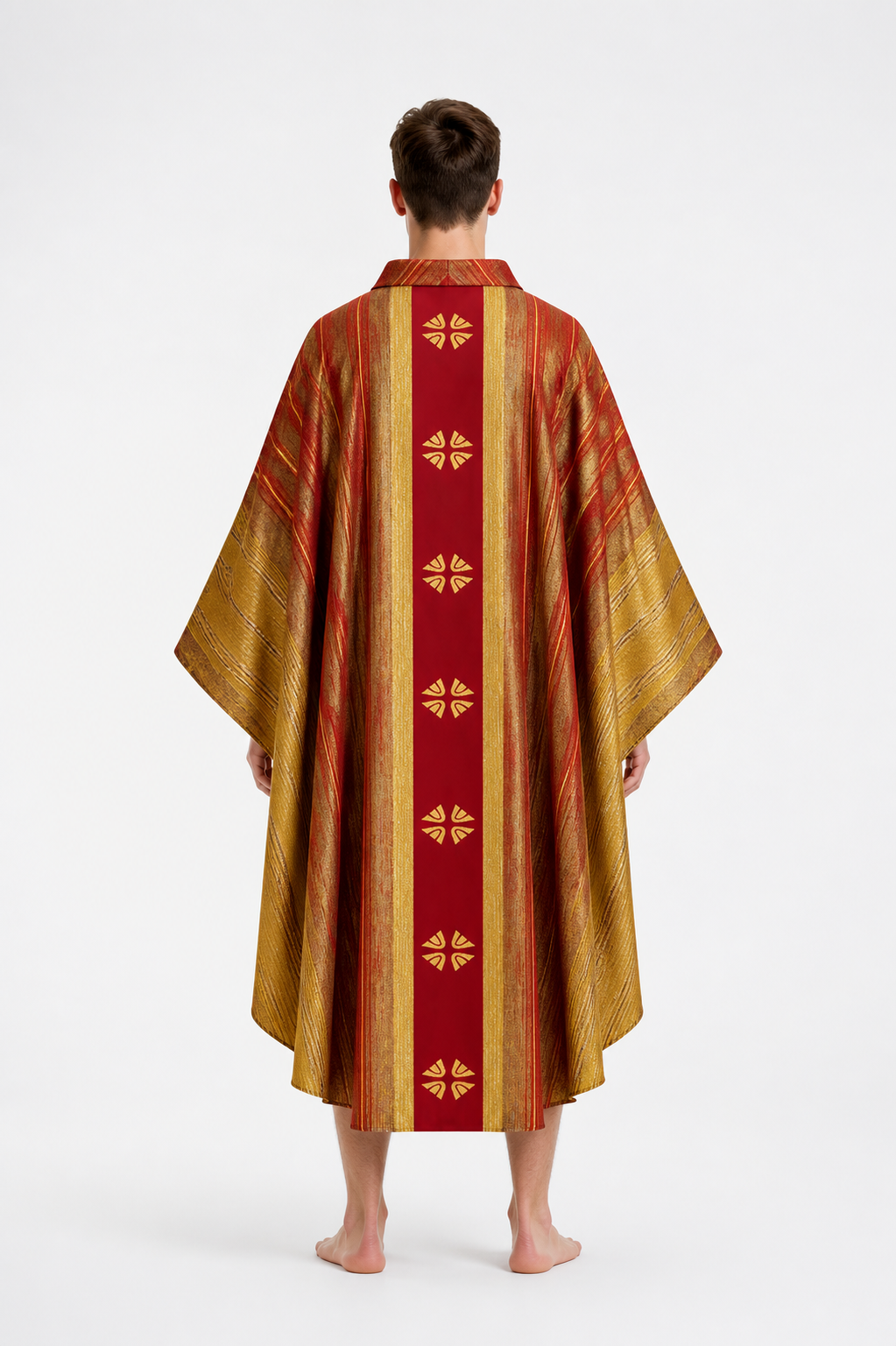 Cosplay Robe with Wide Sleeves and Stand Collar back view