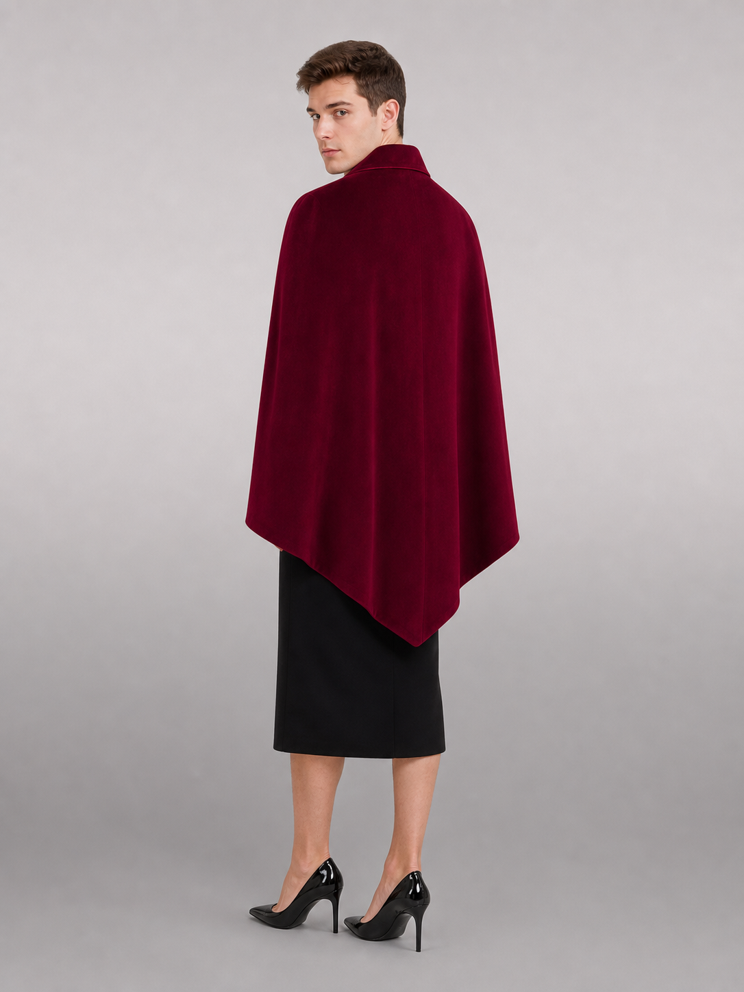 Burgundy Tailcoat Jacket with White Trim