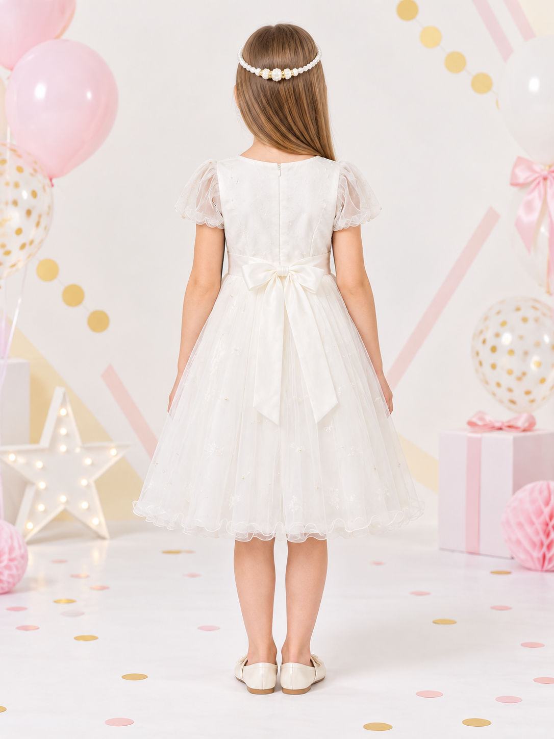 White Pearl Braided Kids Hair Headband