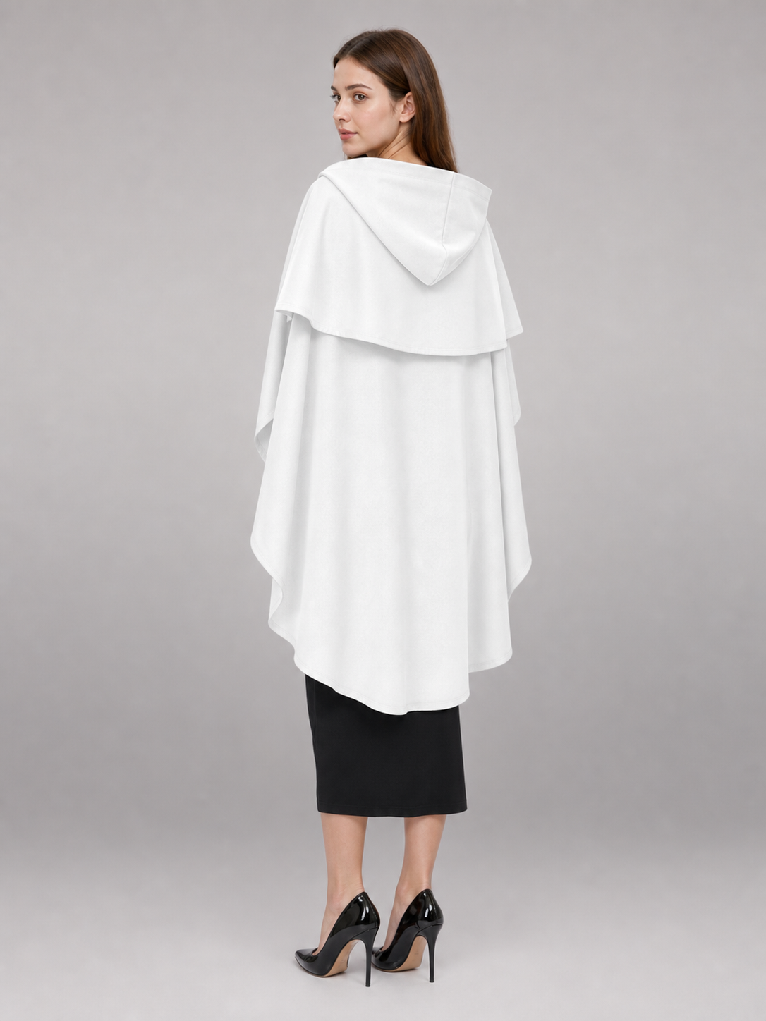 White Medieval Hooded Carnival Cloak