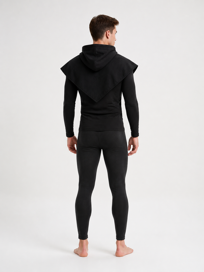 Black Carnival Cloak with Hood and Mask back view 3