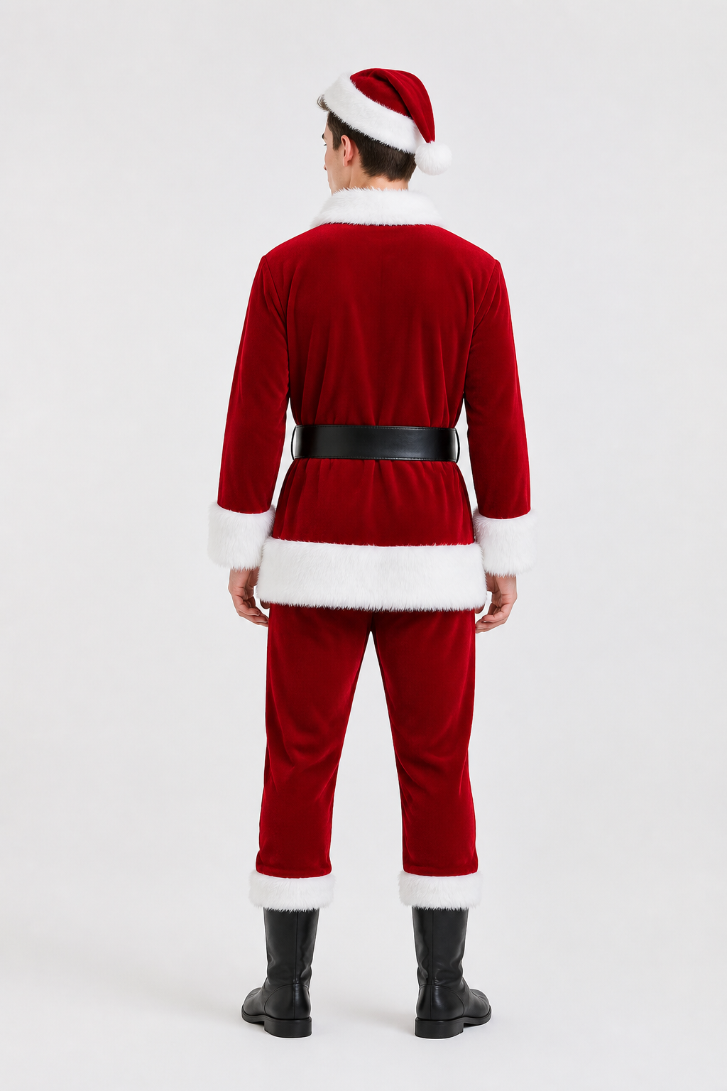 Red Ded Moroz Costume with Fur-Trimmed Details