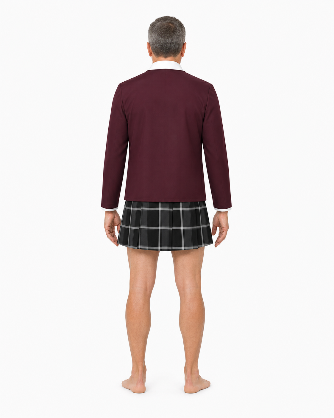 Cosplay Costume: Cardigan, Shirt, Tie, Skirt back view