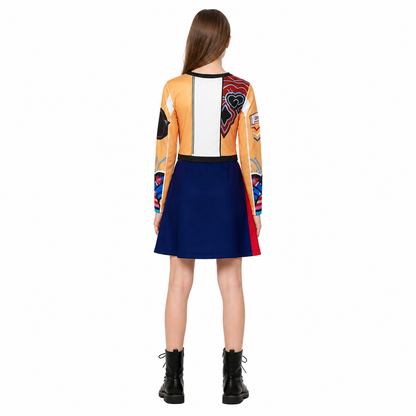 Children's Short Cosplay Dress with Print