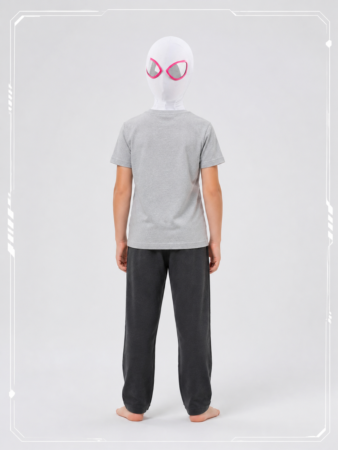 White Carnival Mask with Gray Eyes for Halloween back view