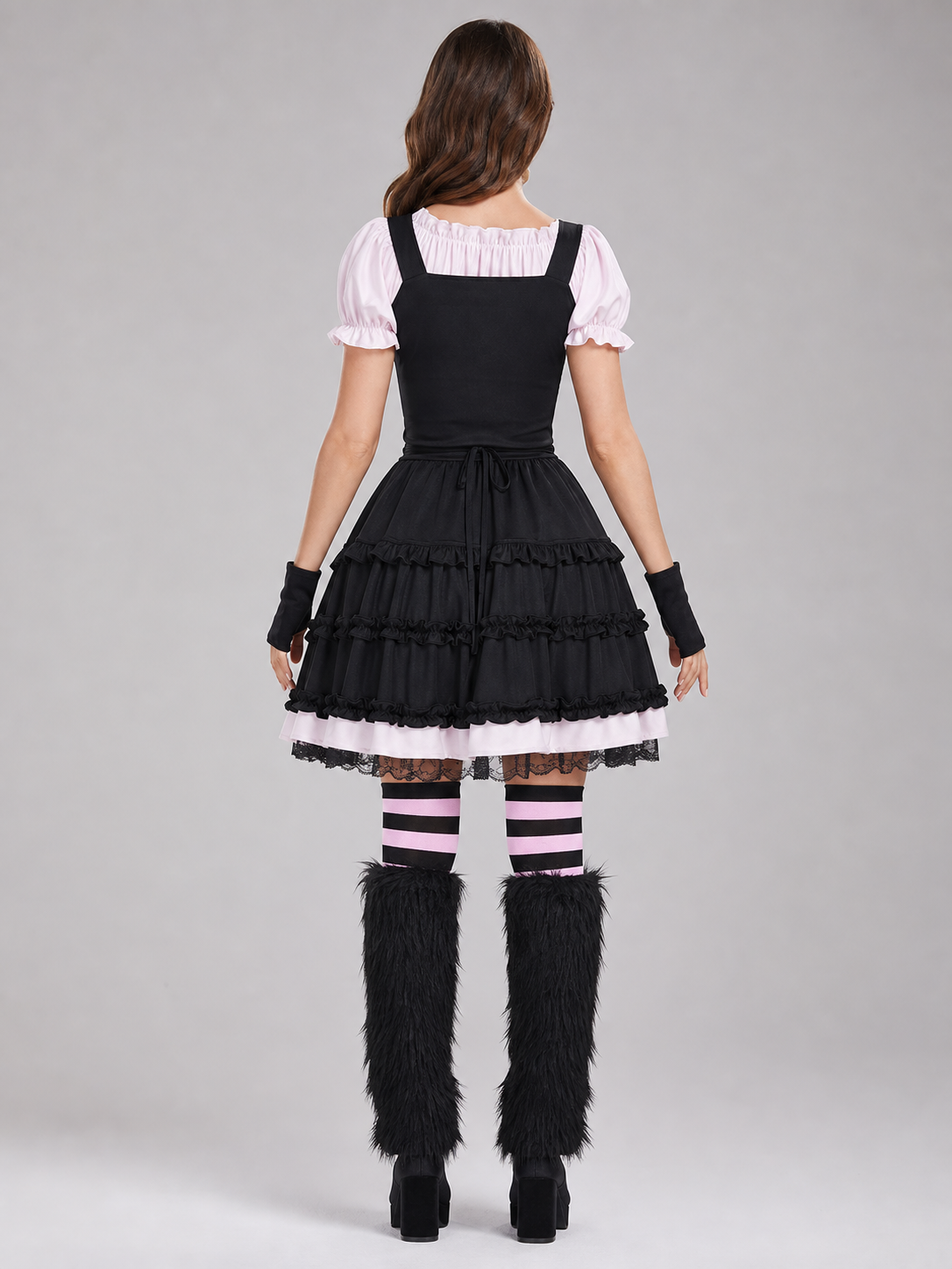 Lolita-Style Uniform Dress, Black and Pink Costume