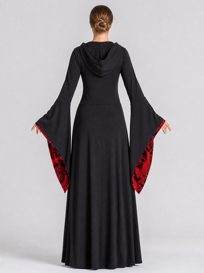 Long Gothic-Style Hooded Dress