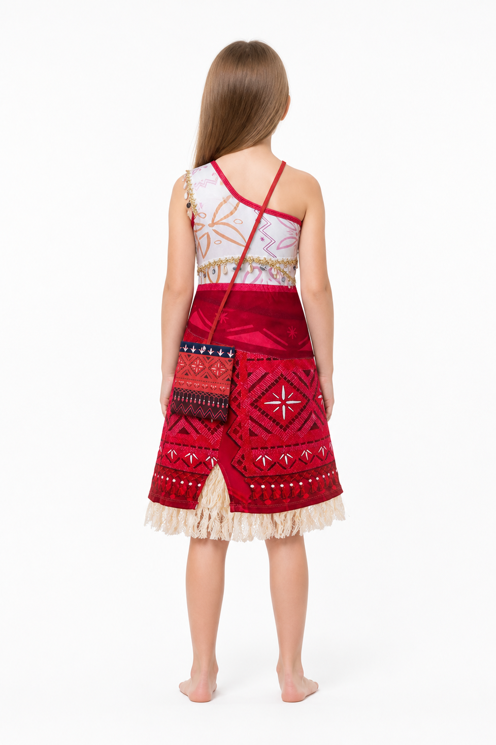 Moana Children's Costume Dress with Fringe back view