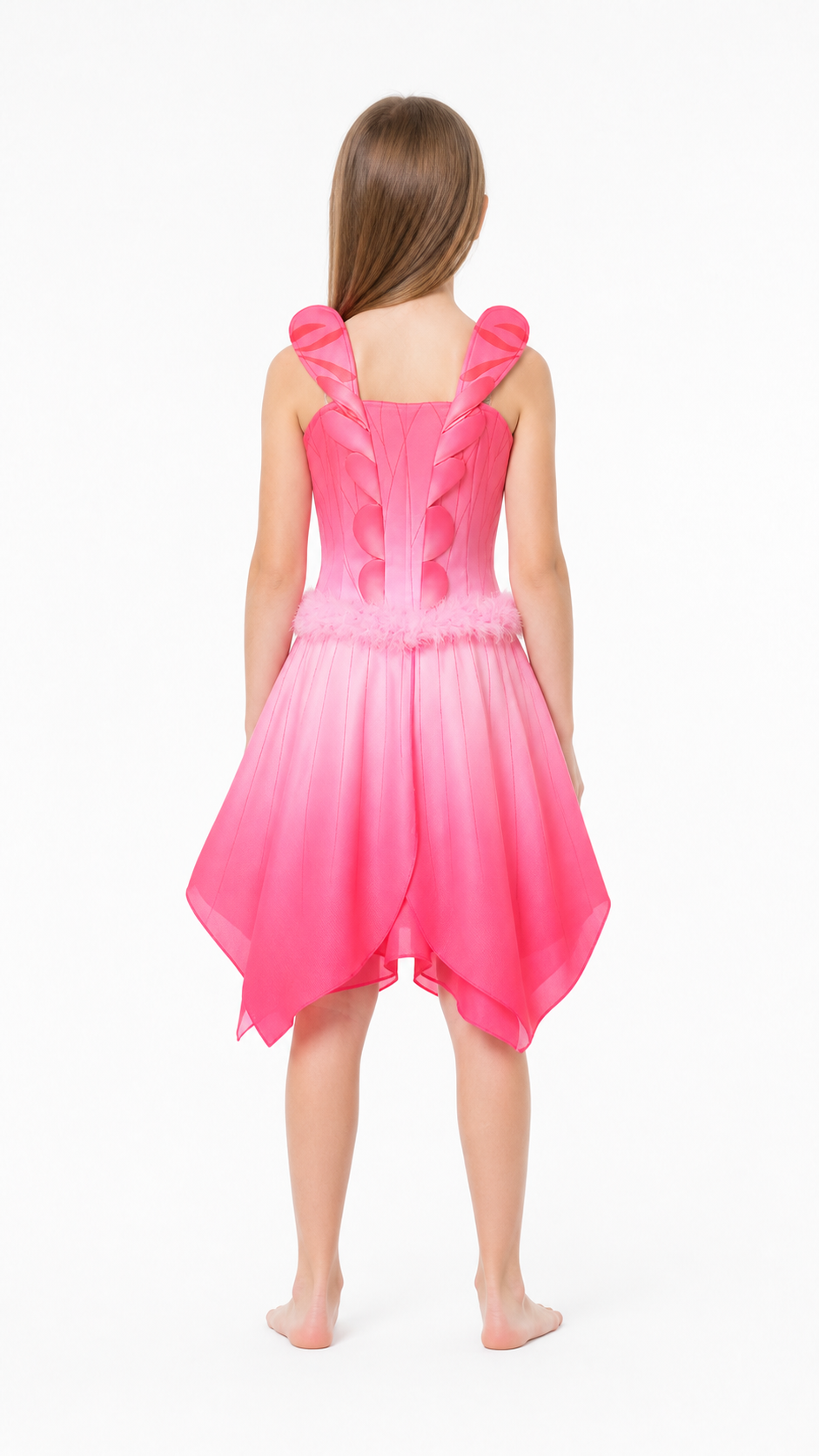 Pink Cosplay Dress with an Asymmetrical Hem back view