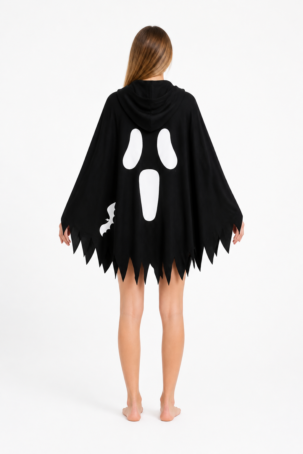 Halloween Hooded Cape with Ghost Print back view