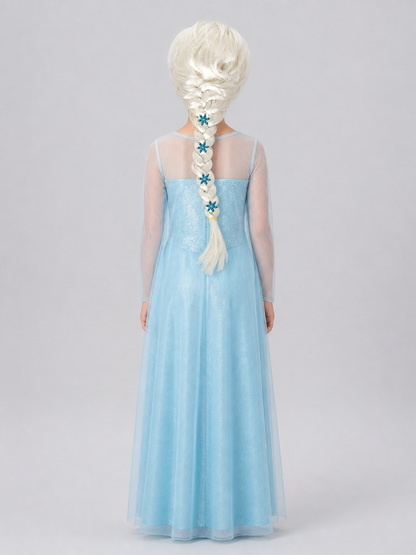 White Carnival Wig with Braids for Halloween and Cosplay back view